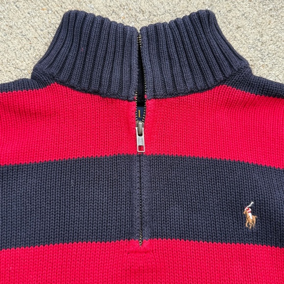 Polo Ralph Lauren Cotton Quarter-Zip Stripe Sweater XL - Picture 3 of 8